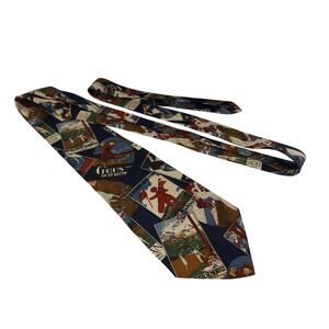Eddie Bauer 100% Silk Golf Tie Vintage Multicolor Made In Italy